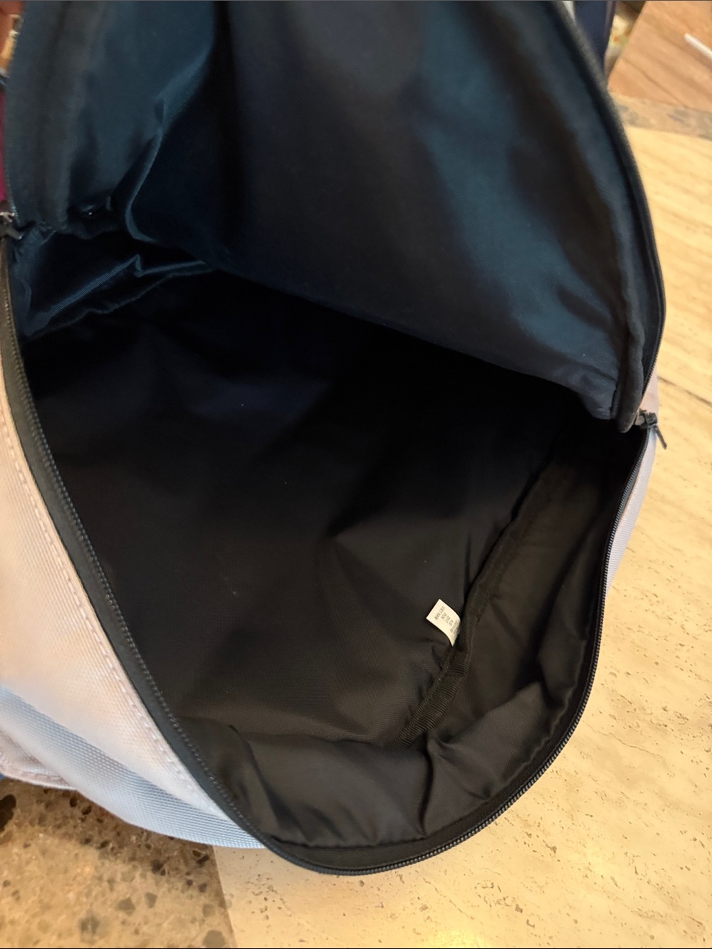 Duluth Trading Co Light Gray Compact Backpack with Navy Strap - Picture 6 of 11
